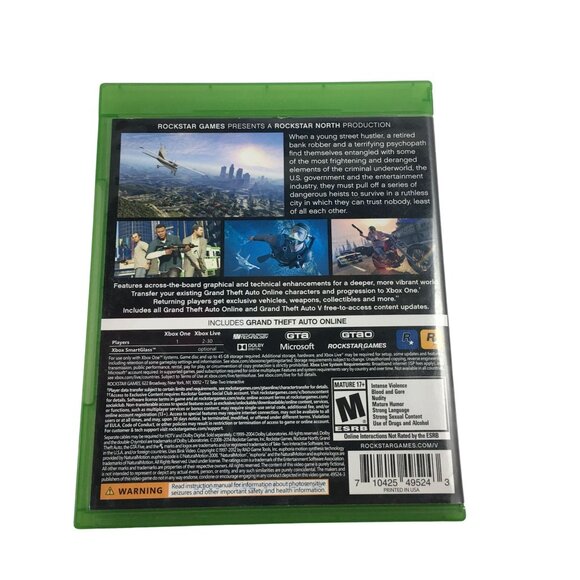 GRAND THEFT AUTO V 5 (MICROSOFT XBOX ONE, 2014) COMPLETE WITH MAP AND VIDEO GAME - Picture 2 of 4